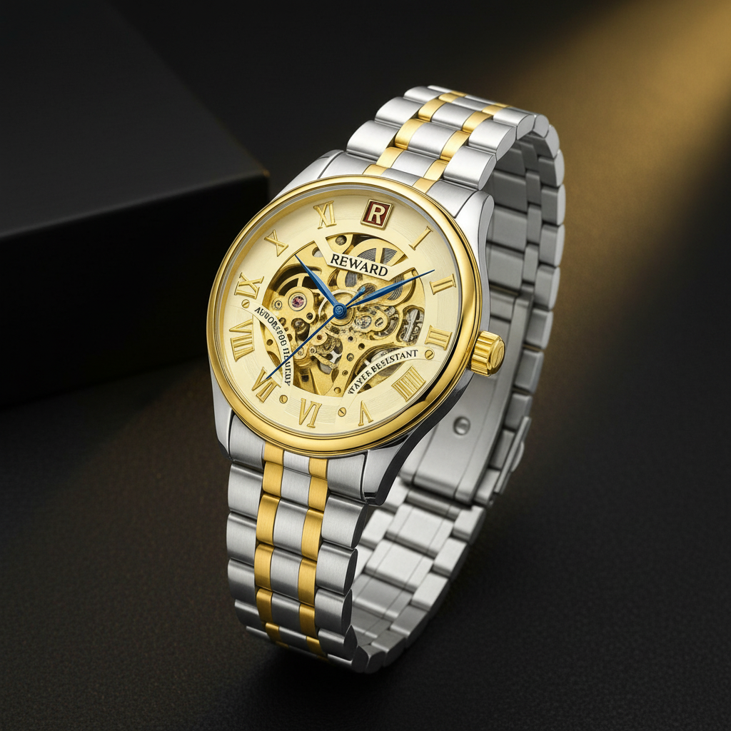 REWARD Original Automatic Skeleton Watch – Luxury Stainless Steel Edition