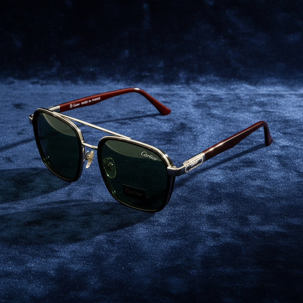 Cartier - SG327 - Golden/Black - Glass Lens - Premium Sunglass