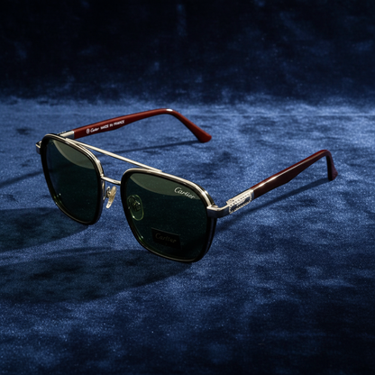 Cartier - SG327 - Golden/Black - Glass Lens - Premium Sunglass