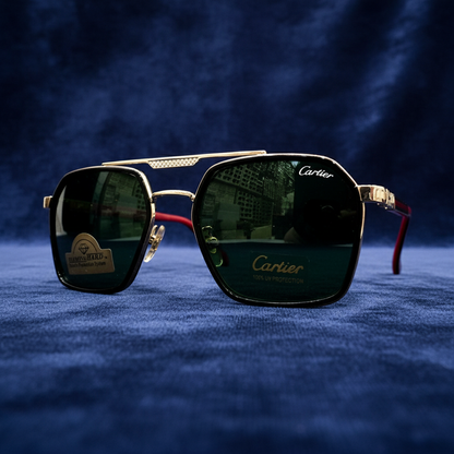 Cartier - SG327 - Golden/Black - Glass Lens - Premium Sunglass